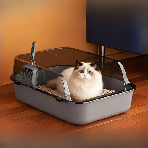 Semi-Enclosed Cat Litter Box